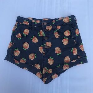 BDG Navy Orange High Waist Denim Button Shorts 27W